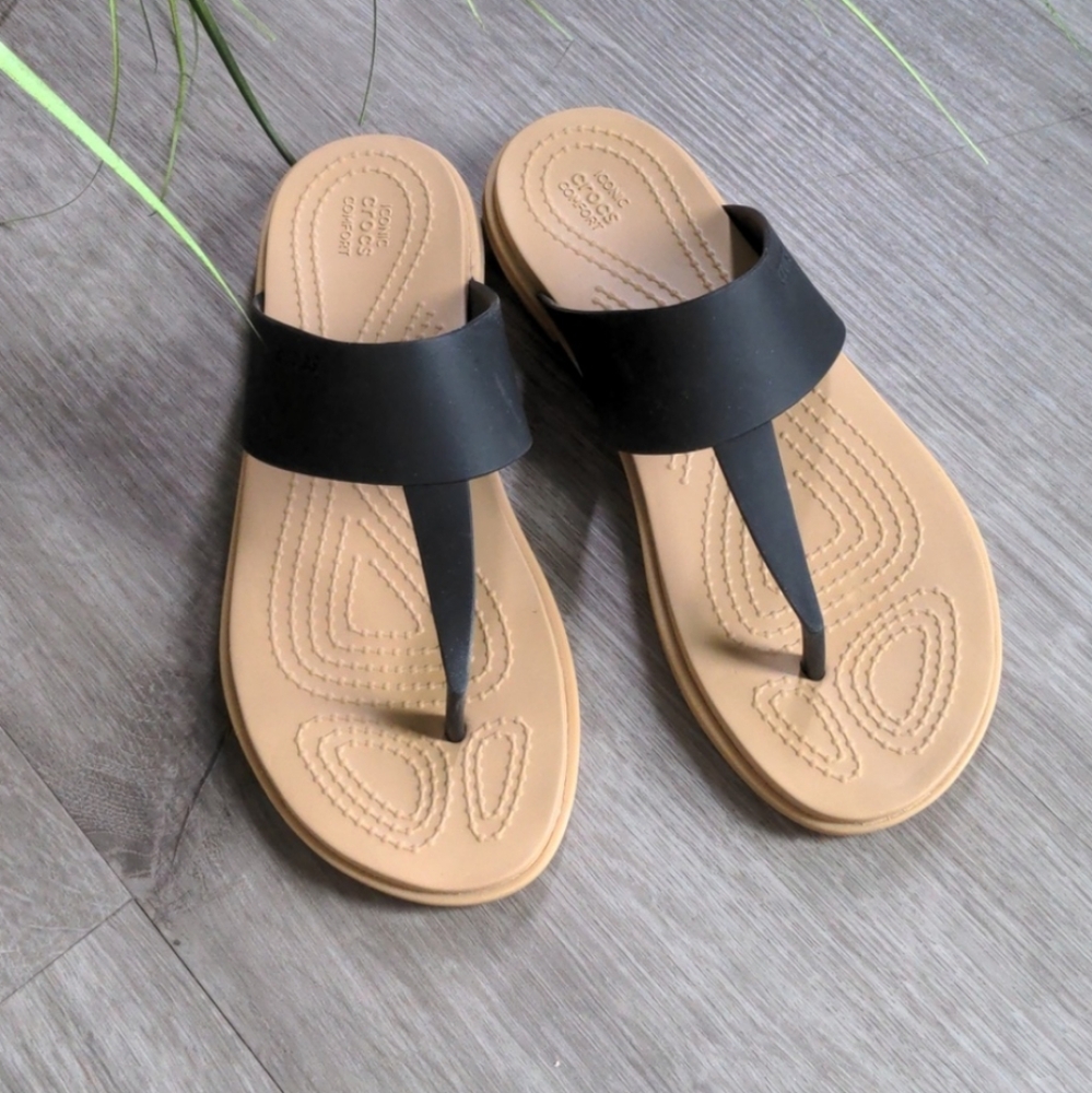 Crocs Black and Tan Sandals